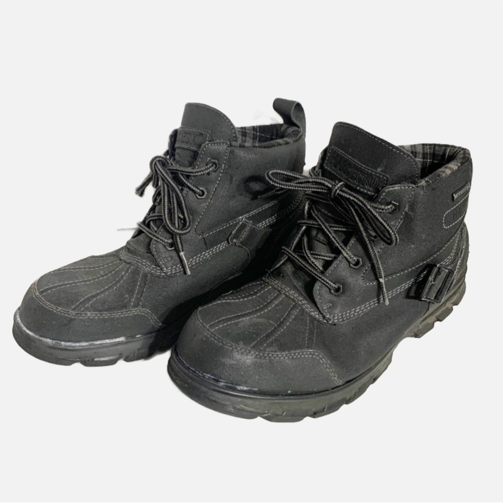 Marc Ecko Grierson Silveretta Water Resistant Lace Up Black Leather Winter Boots